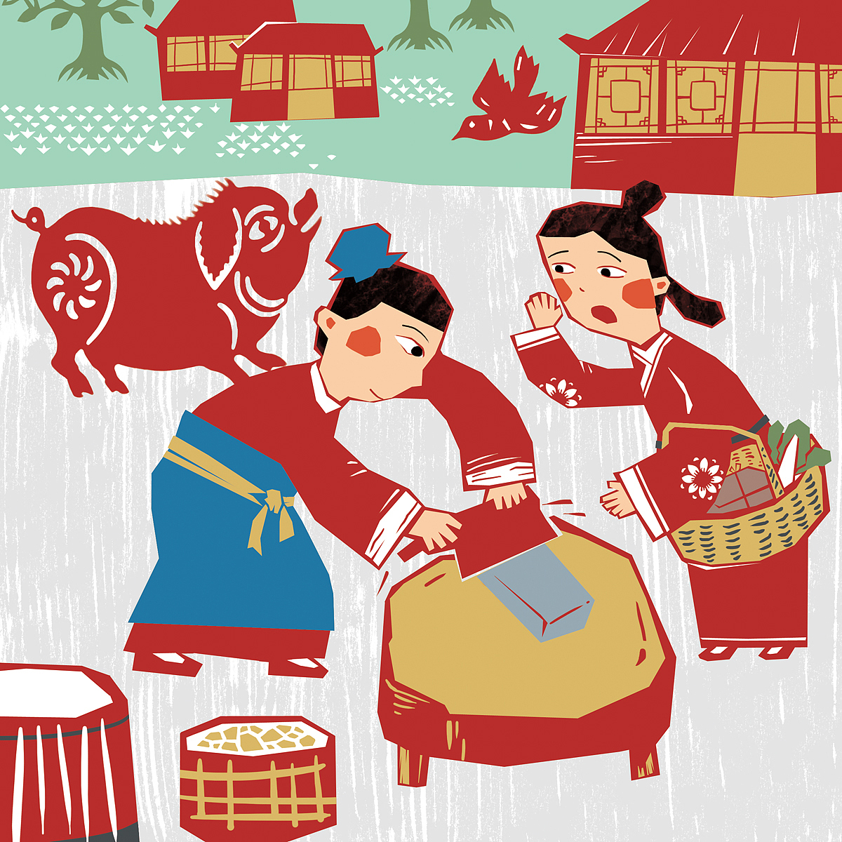 儿童绘本中国风水墨插画（图ZMTEyMjAzNjY4） - 绘本 - 站酷设计师汉图文化公司原创素材 - 站酷ZCOOL