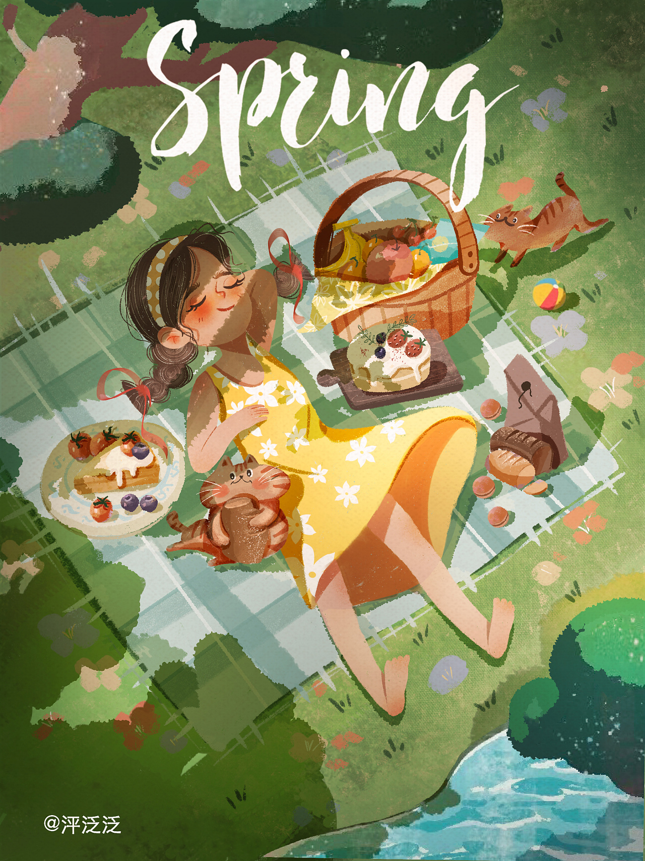生活中的小美好【春日野餐】|插画|商业插画|泙泛泛 - 原创作品