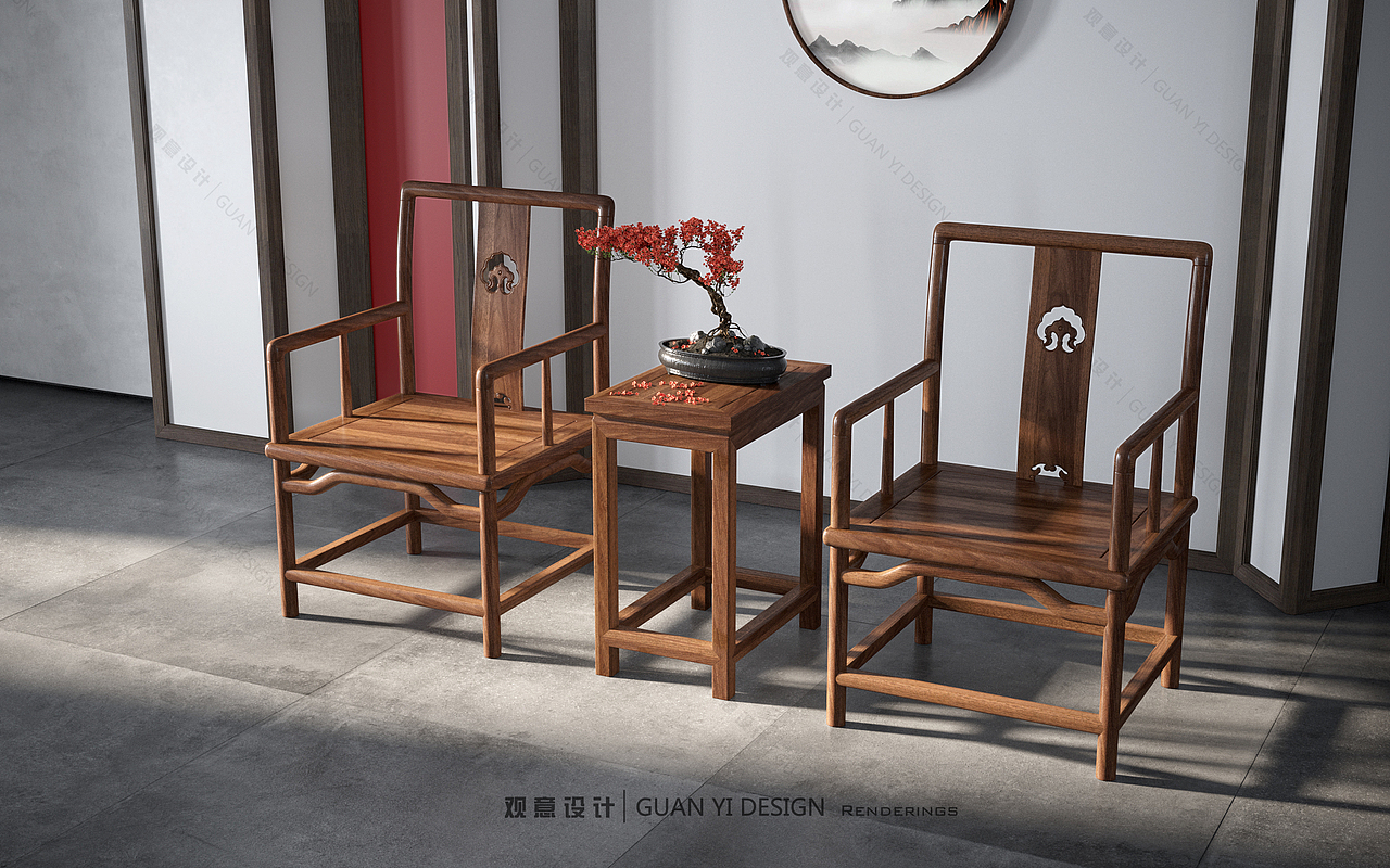 中式茶椅表现（图ZMTY0MzE4ODUy） - 生活用品 - 站酷设计师观意设计原创素材 - 站酷ZCOOL