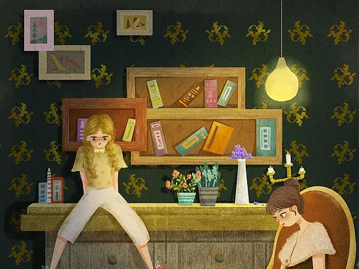 灯光下的妈妈（个人主页-ZNTA2NjM5NjA=） - 创作习作 - 站酷设计师兔小颖原创素材 - 站酷ZCOOL