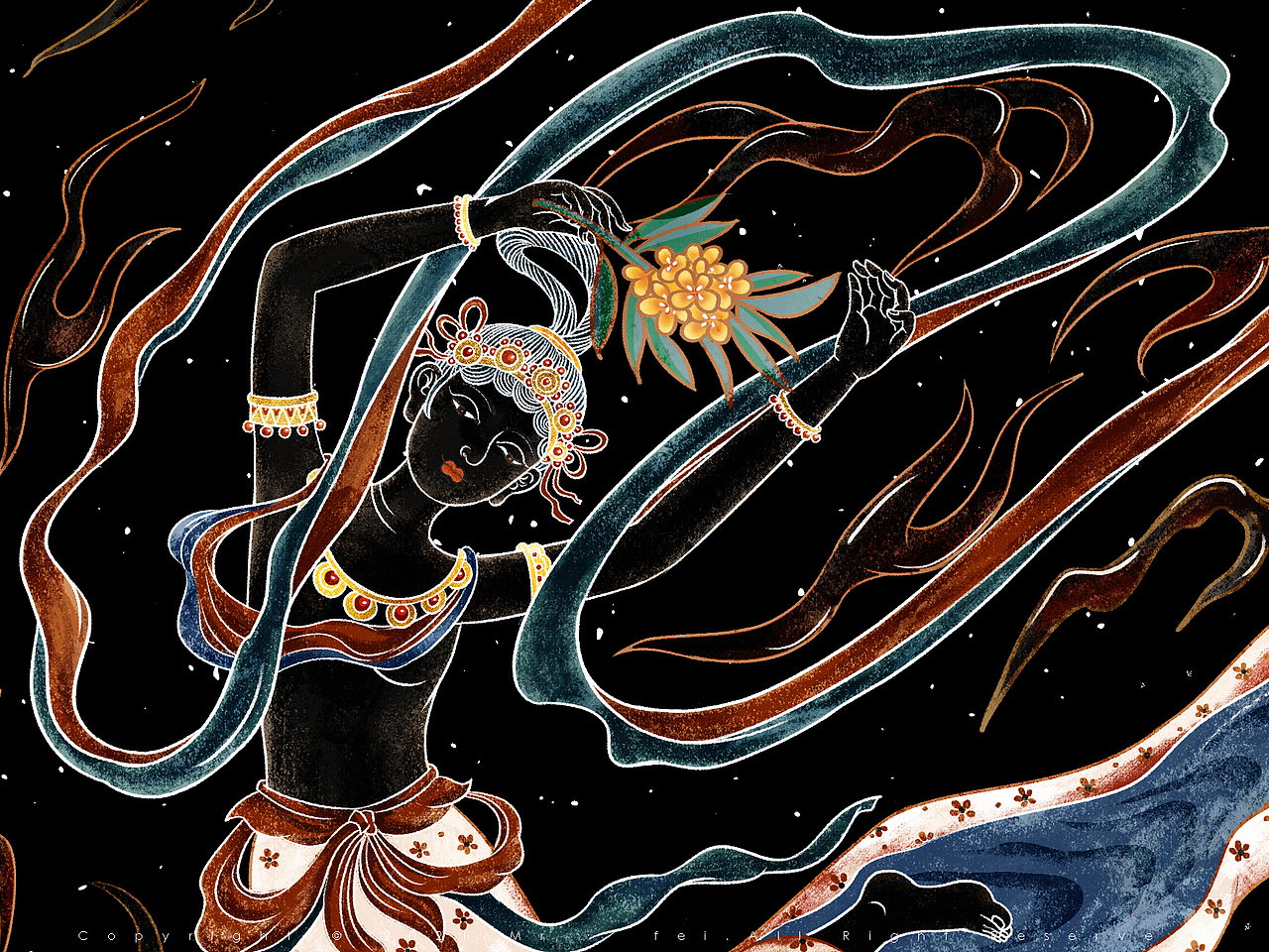 敦煌壁画致中秋（图ZMjY0MzQyNTI0） - 商业插画 - 站酷设计师Fei先生原创素材 - 站酷ZCOOL