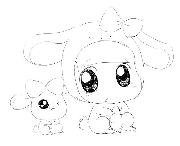 16.小兔兔。画完草稿之后,PS就卡死了,所以只能在卡死的状态截张图了= =