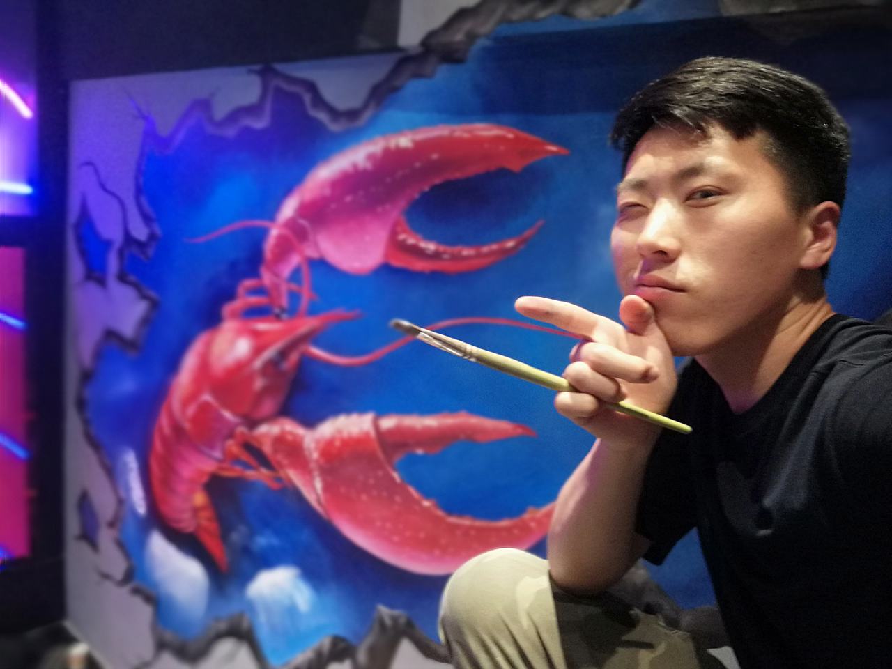 龙虾店墙体彩绘壁画涂鸦（图ZMTU4MTIzODg4） - 新锐潮流插画 - 站酷设计师不桔小节原创素材 - 站酷ZCOOL