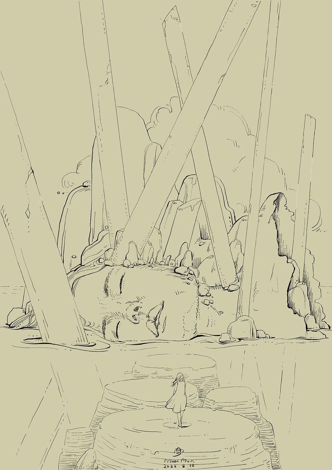 Day 19 《我们的压力与压力之外的秘境》（图ZMzAwNTc1NTQw） - 创作习作 - 站酷设计师MoonMon梦非白原创素材 - 站酷ZCOOL