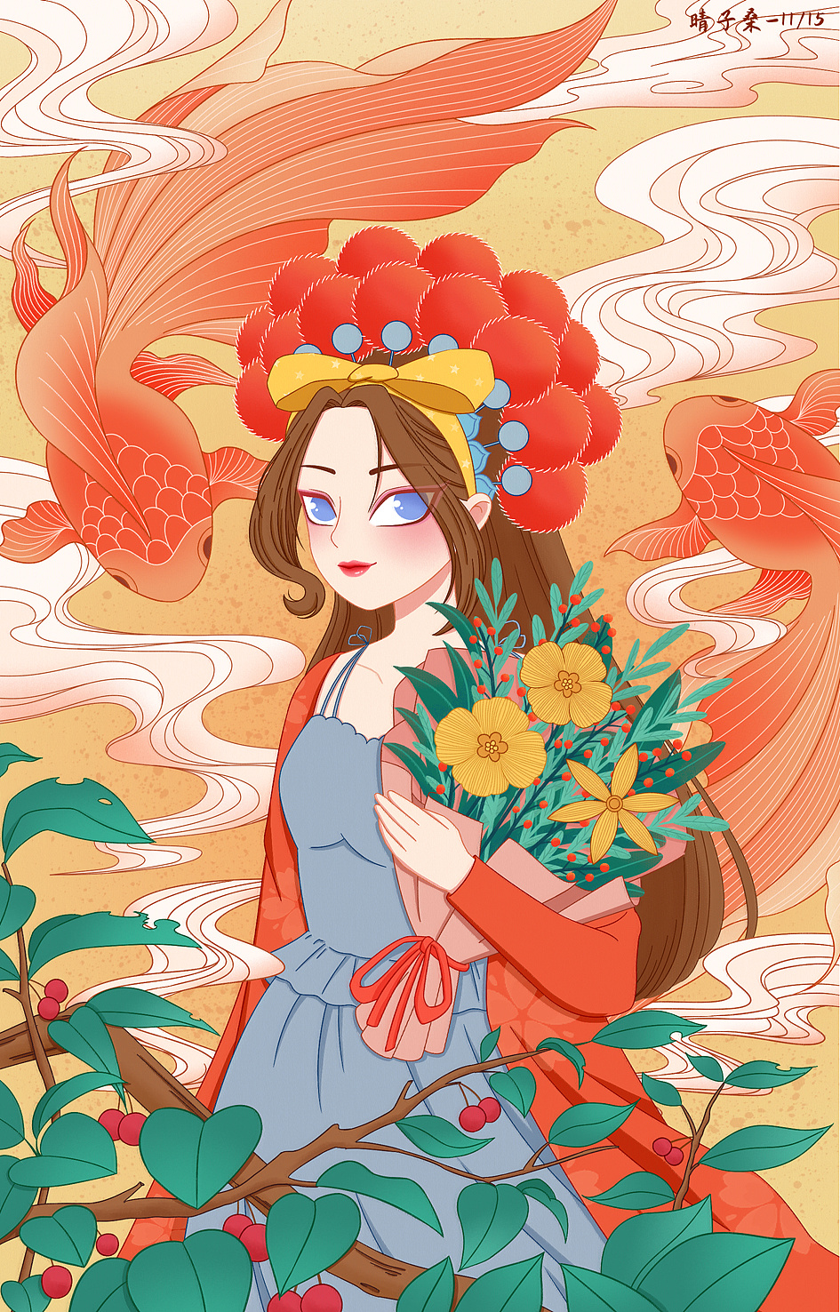 中国风戏曲京剧国潮女孩3|插画|商业插画|晴子桑 - 原创作品 - 站酷