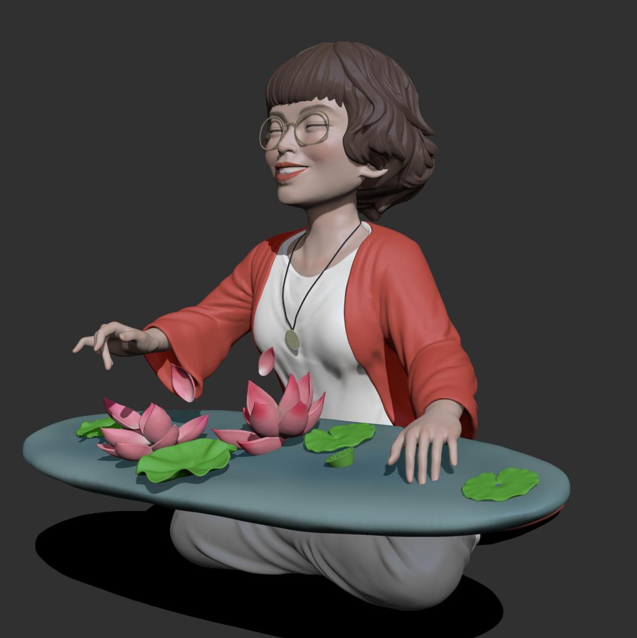 琴音似水，心若花开（图ZMjQyMDI2ODc2） - 雕塑 - 站酷设计师山晨山原创素材 - 站酷ZCOOL