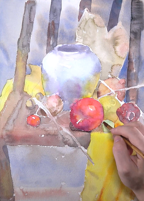 水彩静物组合（椅子上的静物）（图ZMTgxMTEwNjky） - 绘画 - 站酷设计师萃艺博课堂原创素材 - 站酷ZCOOL