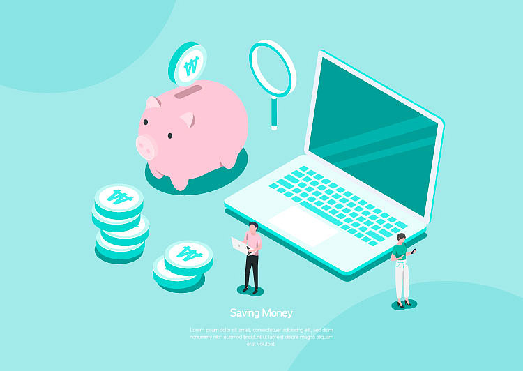 2.5D购物快递运动教育财务金融科技医疗插画海报设计