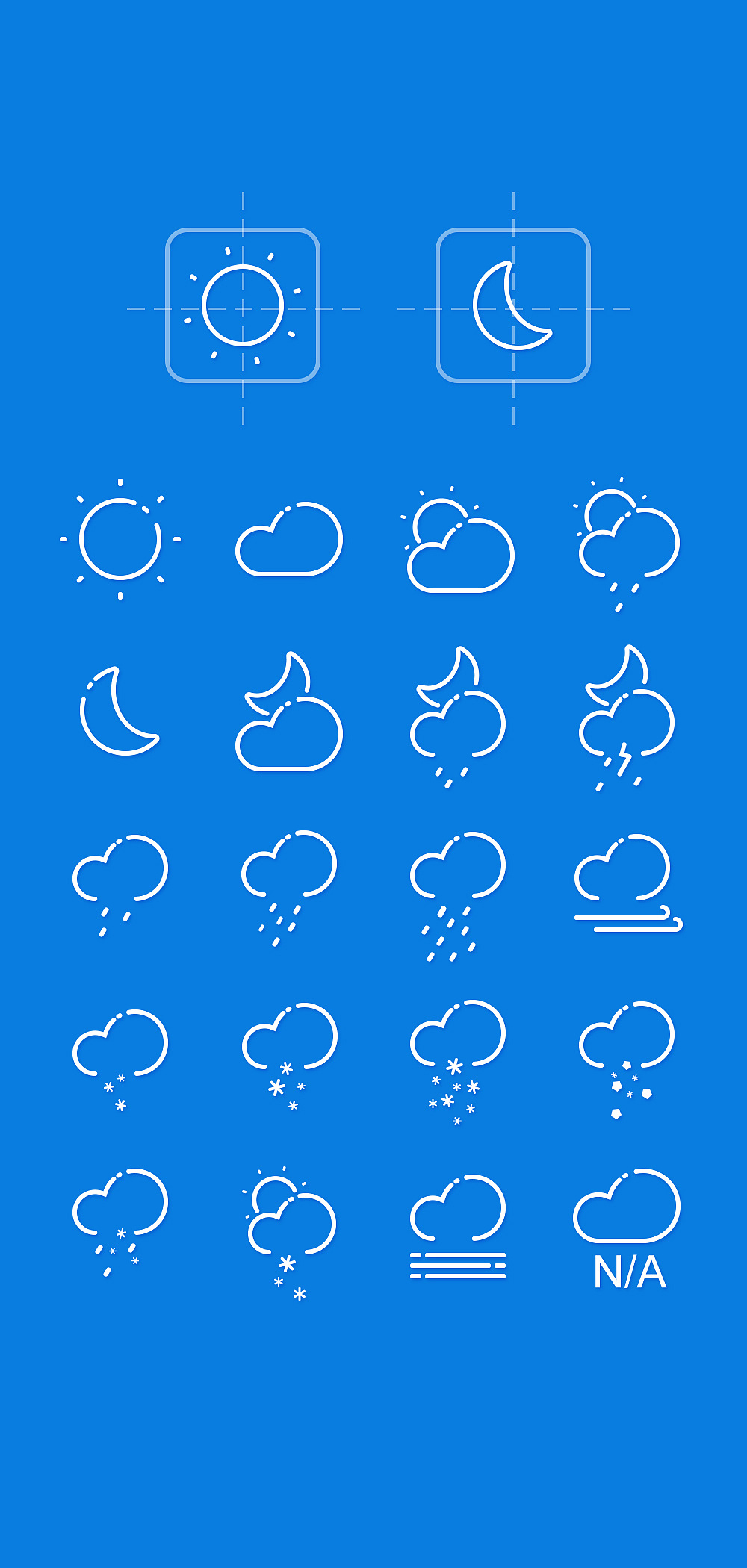 一组天气icon,我比较喜欢简介的图标,所以就做了一组扁平的天气