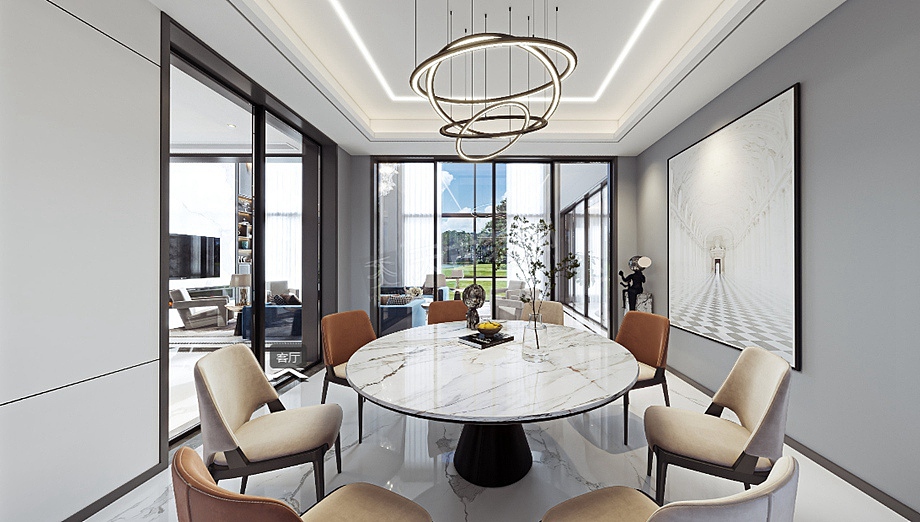 重庆远洋高尔夫原香装修方案,轻奢风独栋别墅设计图