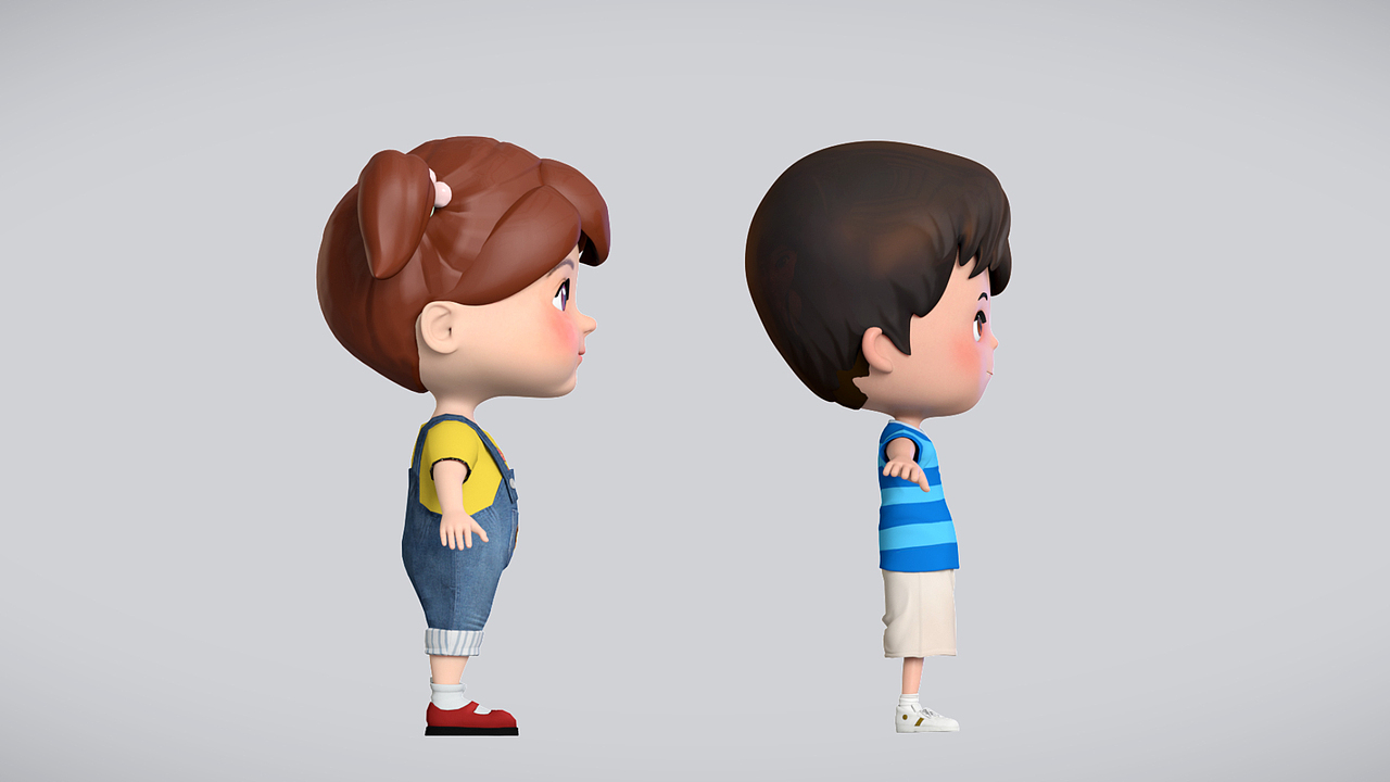 卡通人物三维建模动画角色三维人物小男孩卡通形象设计