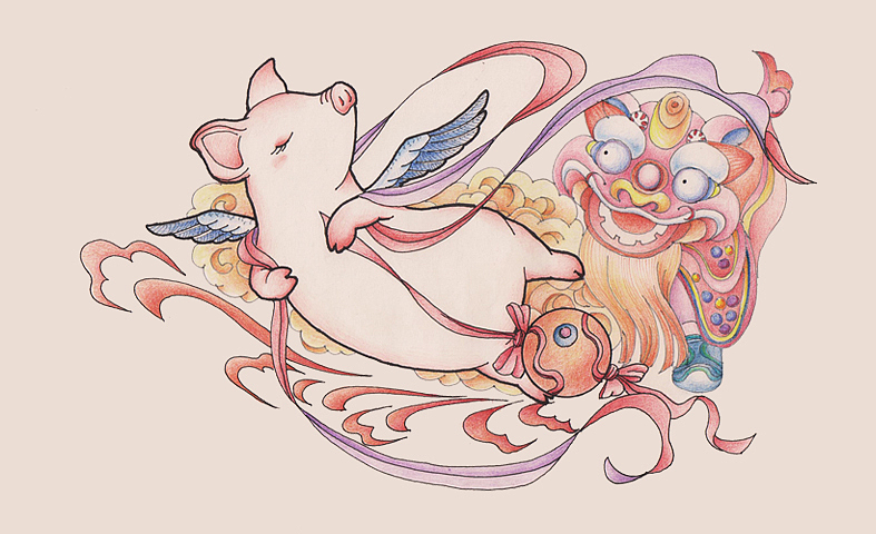飞天猪系列画