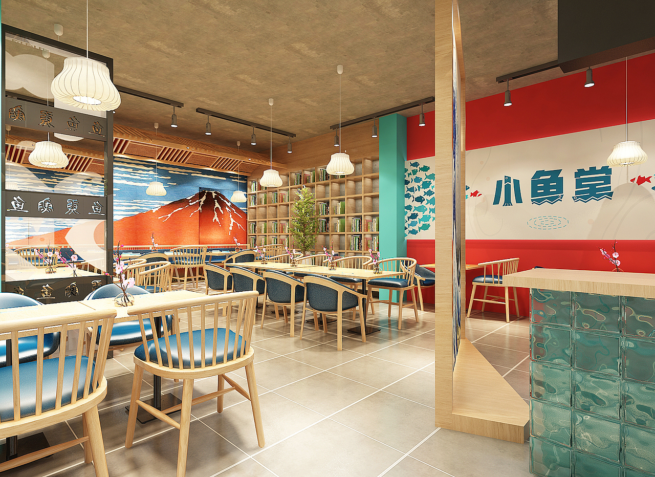 纸包鱼店面效果图 店面设计