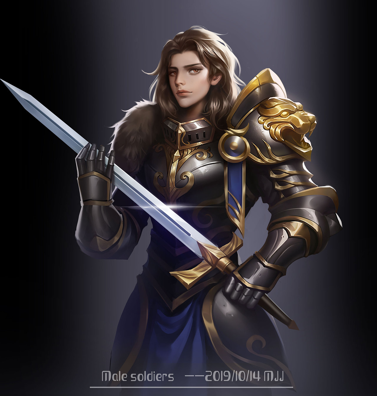 9 1 武汉  |  插画师 画的一个男战士 原创  -  插画  -  游戏原画