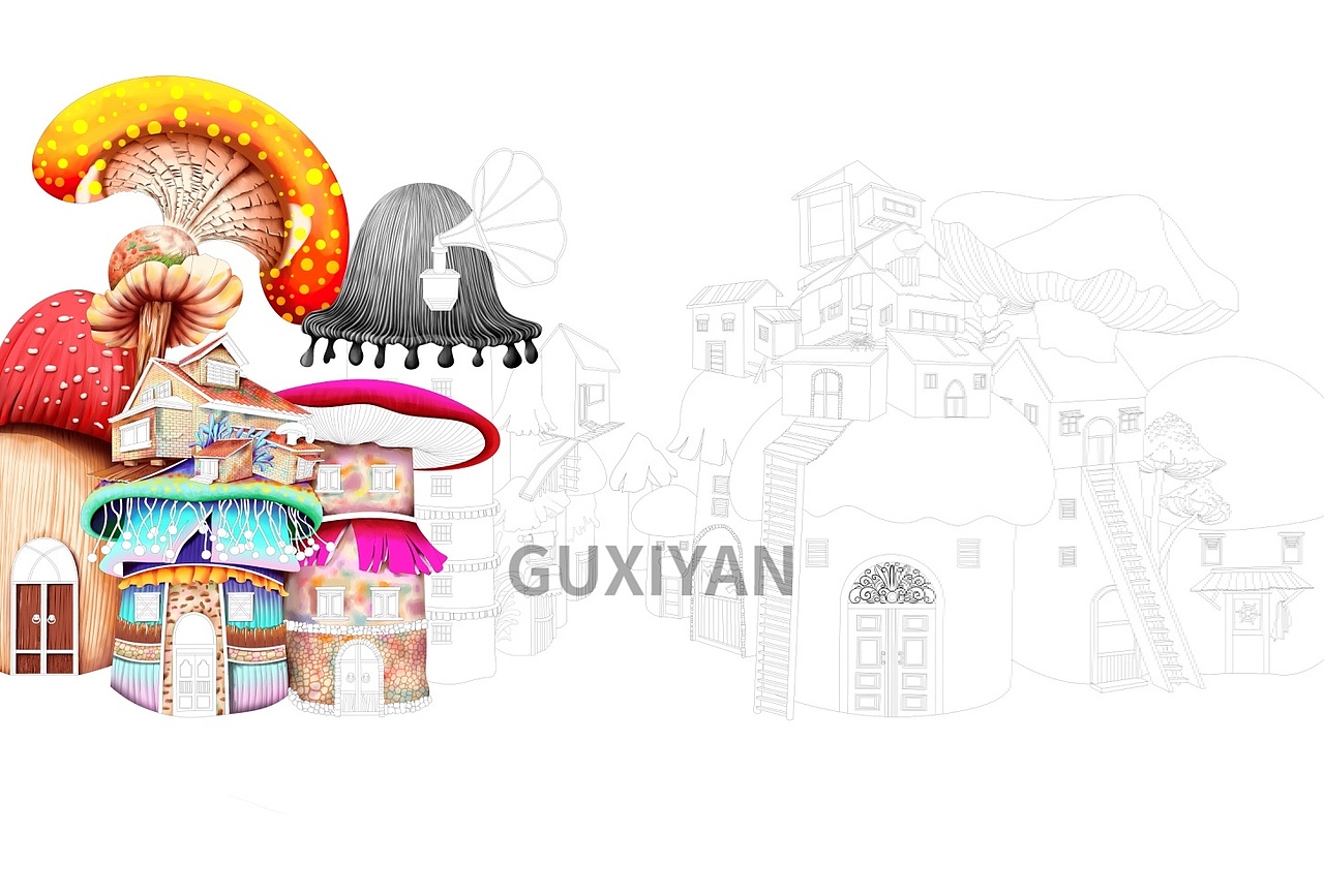 卡通梦幻城堡（图ZMjk3MjU1Mzg0） - 商业插画 - 站酷设计师古西彦原创素材 - 站酷ZCOOL