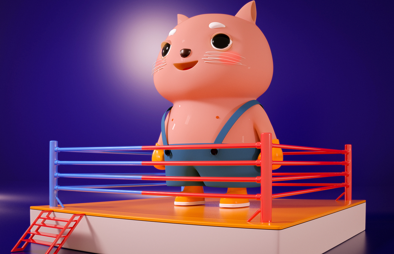 拳击台上的大脸猫