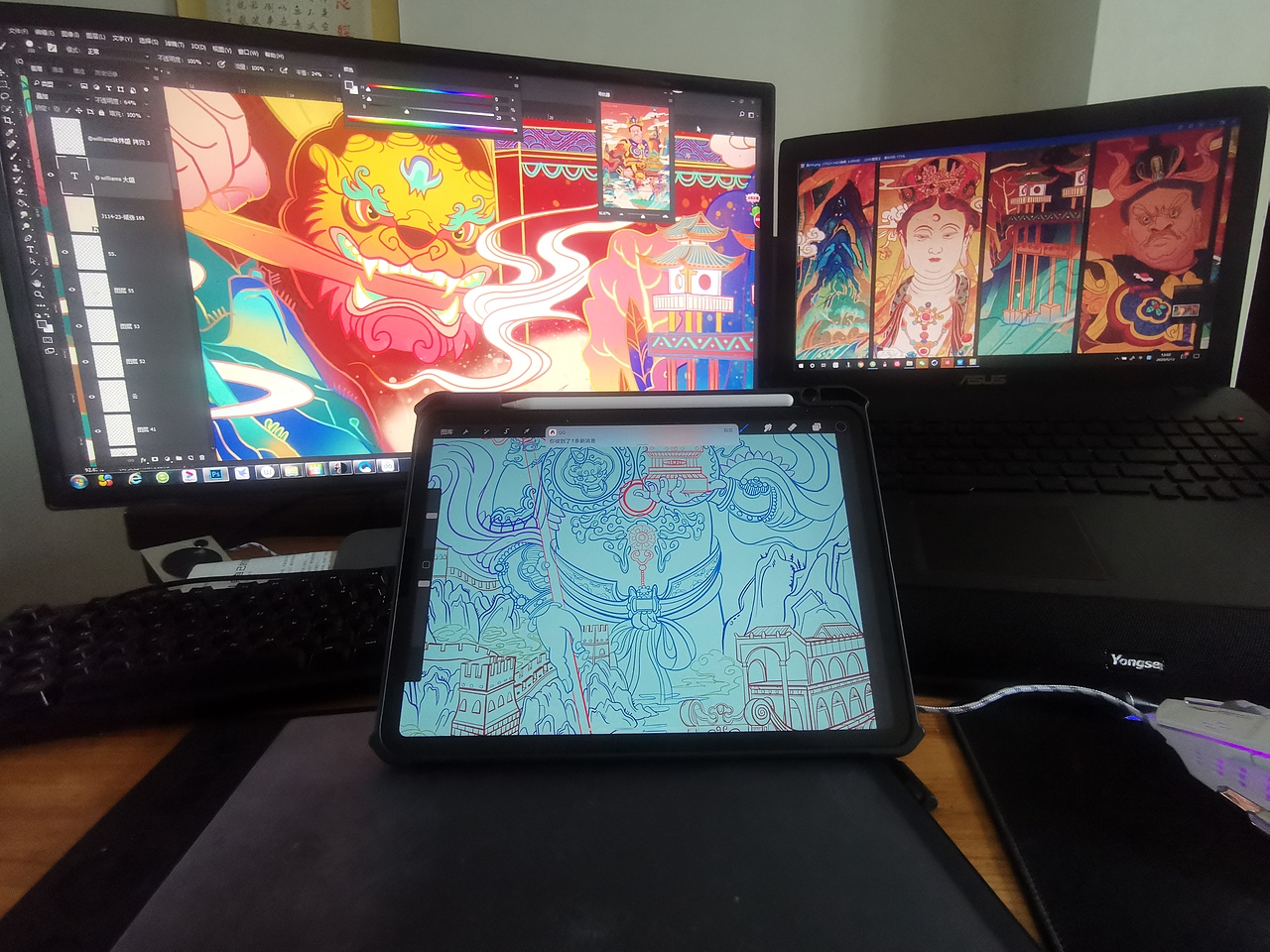 《二十诸天之四大天王》（图ZMjMwOTUyMzYw） - 创作习作 - 站酷设计师williams大盛原创素材 - 站酷ZCOOL