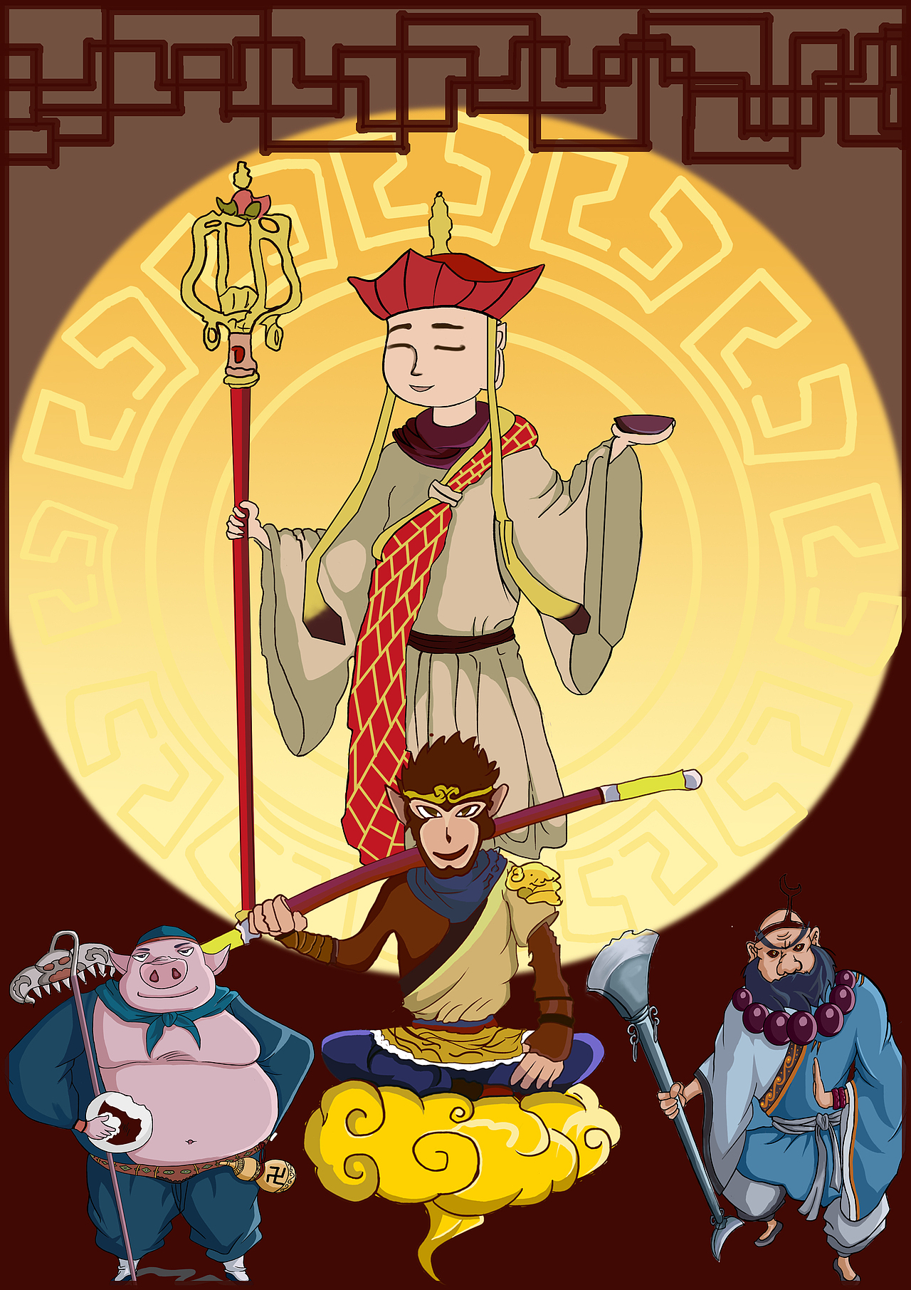 师徒四人|插画|游戏原画|胡图图的大耳朵_原创作品-站酷zcool