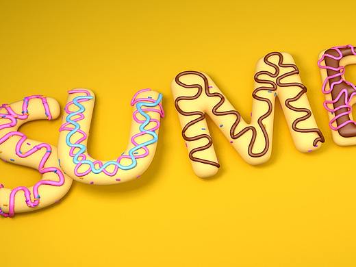 C4D-卡通酱汁饼干文字效果
