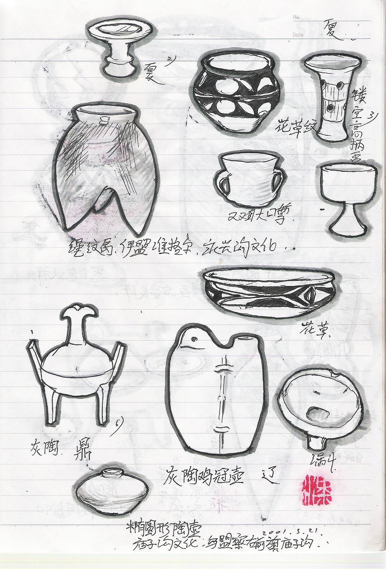 2000年在内蒙古博物馆画的速写,穿插书籍图片写生一本.