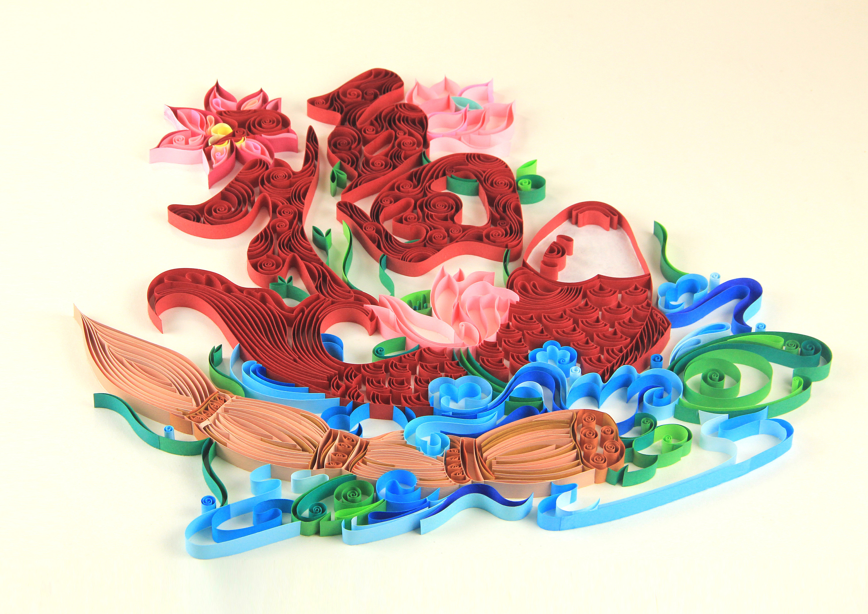 feisecai衍纸 《鱼福》