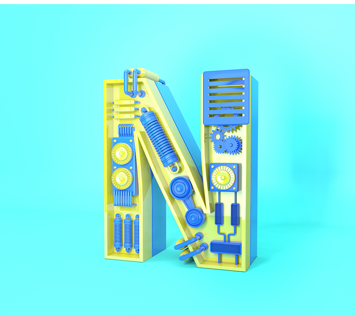 c4d-英文字母|平面|字体/字形|大蛋好大一只喵 - 原创作品 - 站酷