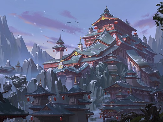 15云南虫谷 气氛图练习插画-概念设定6591143年前马厩建筑设计(中式