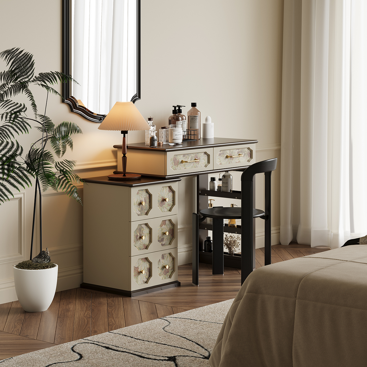 复古印花梳妆台