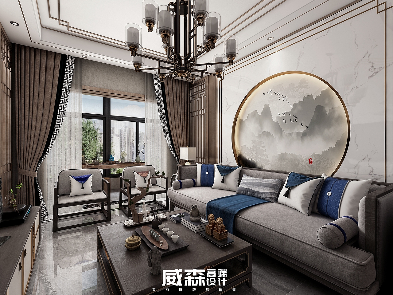家装|新中式样板间（图ZMjA3MTYzNDg4） - 家装设计 - 站酷设计师VS18656027090原创素材 - 站酷ZCOOL