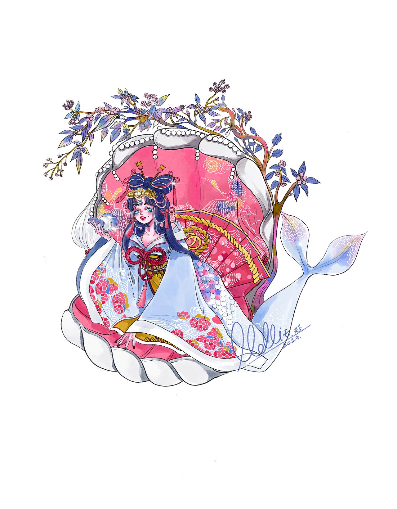 百绘罗衣·椒图·珍珠扣鹤（图ZMTg3MjIzNTky） - 商业插画 - 站酷设计师米茶画画人原创素材 - 站酷ZCOOL