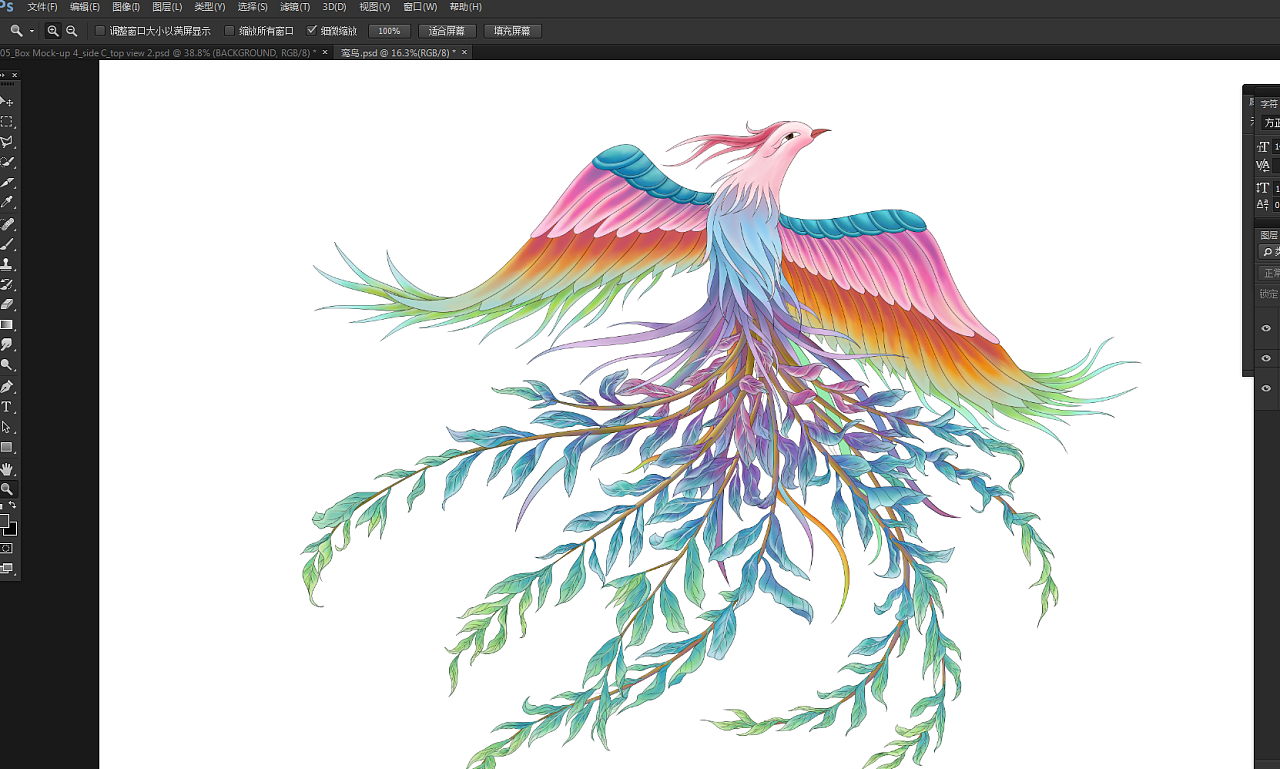 花茶包装设计手绘花茶包装鸾鸟凤凰插画手绘包装