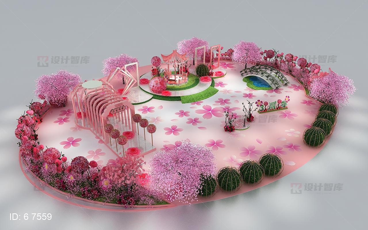 zs-春暖花开网红少女粉色风格樱花节拍照美陈-0331_设计智库-站酷