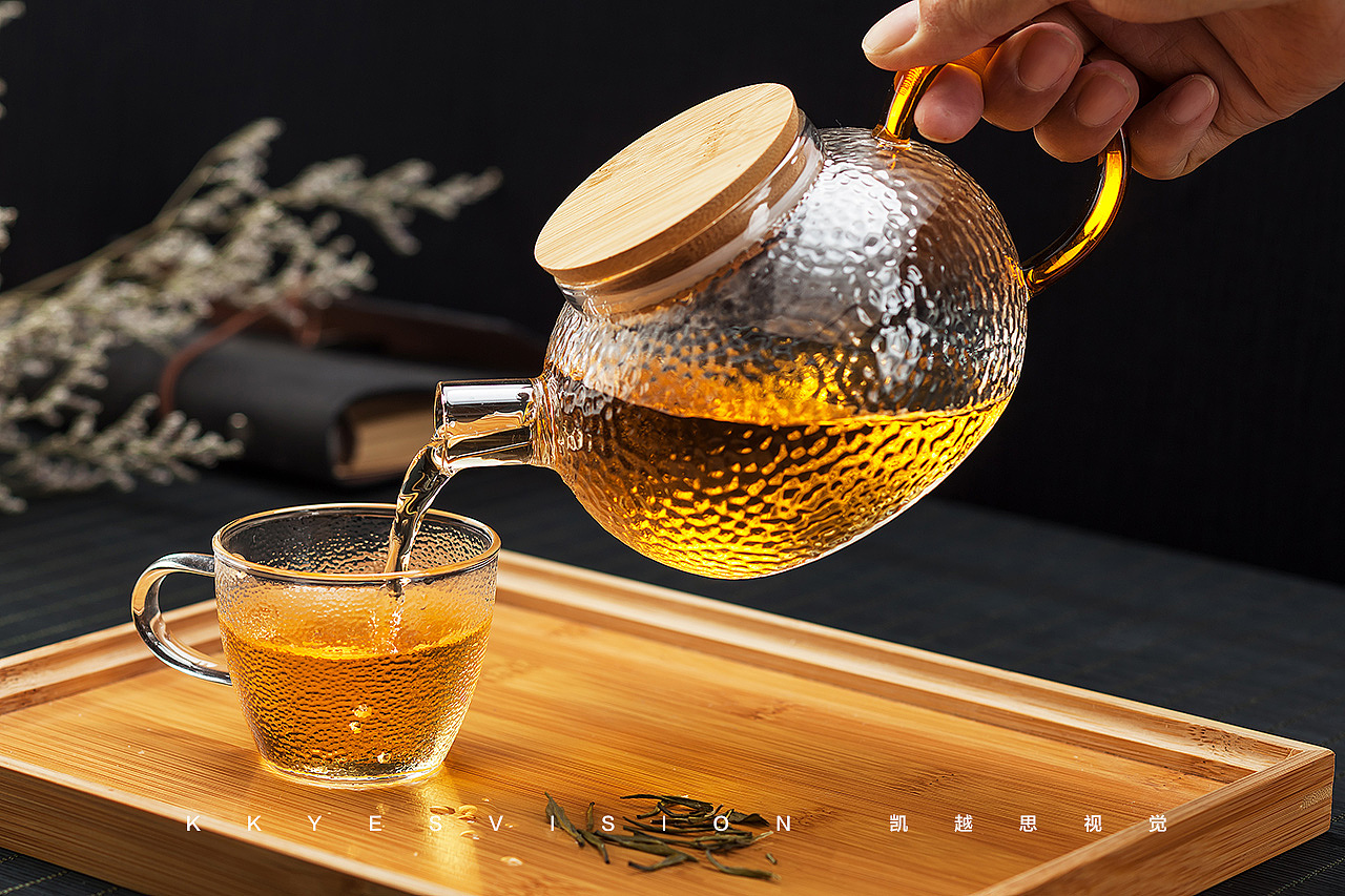 玻璃茶壶 茶杯 龙鳞纹茶具 静物拍摄 南京商业产品摄影