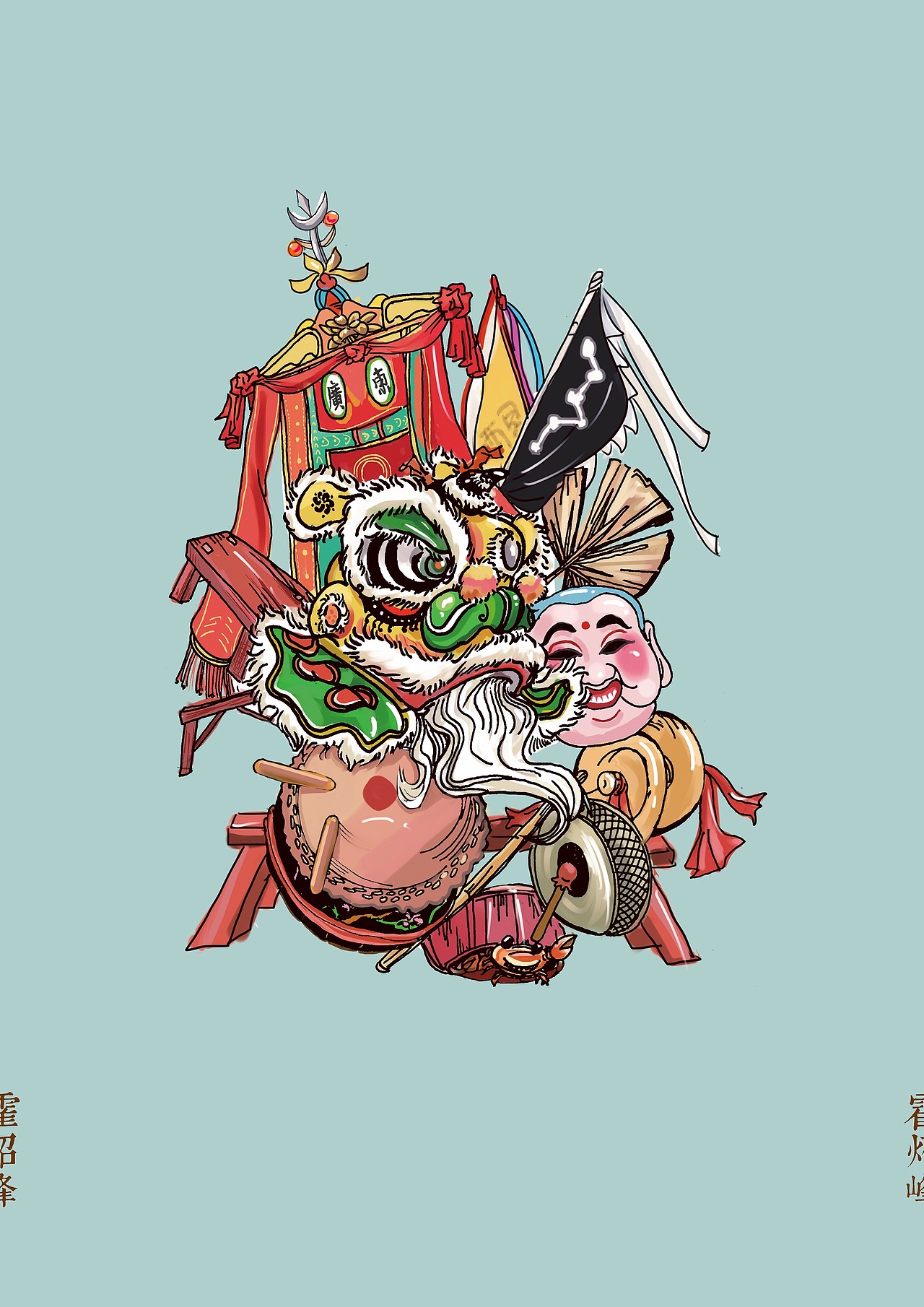 对本土的醒狮文化甚为热爱,故一直不停地在画关于舞狮的一切广州/学生