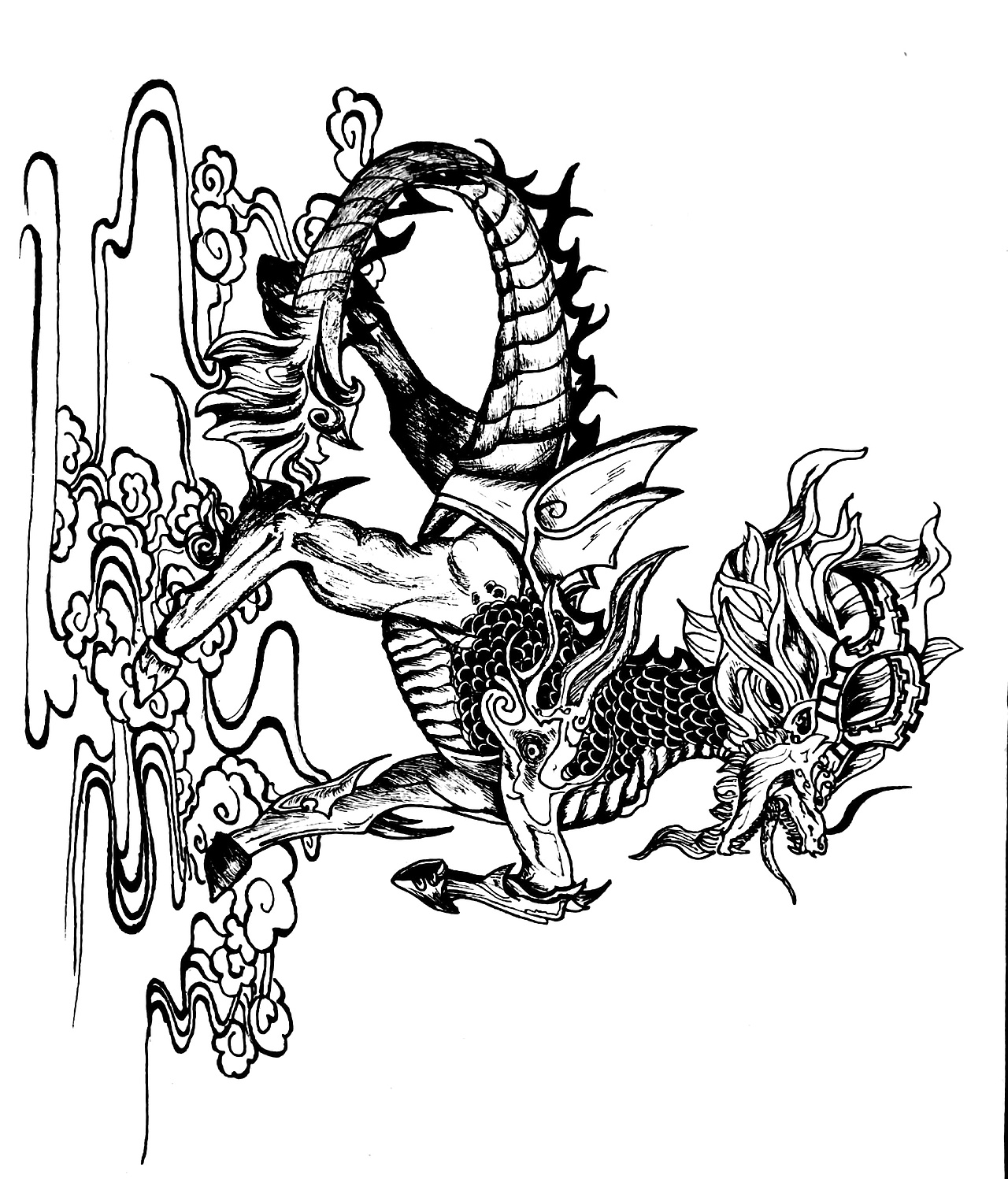 麒麟（图ZMjAxNDk3ODQw） - 艺术插画 - 站酷设计师墨尘sjr原创素材 - 站酷ZCOOL