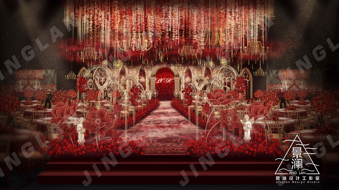 视频欧式复古舞台绘画过程