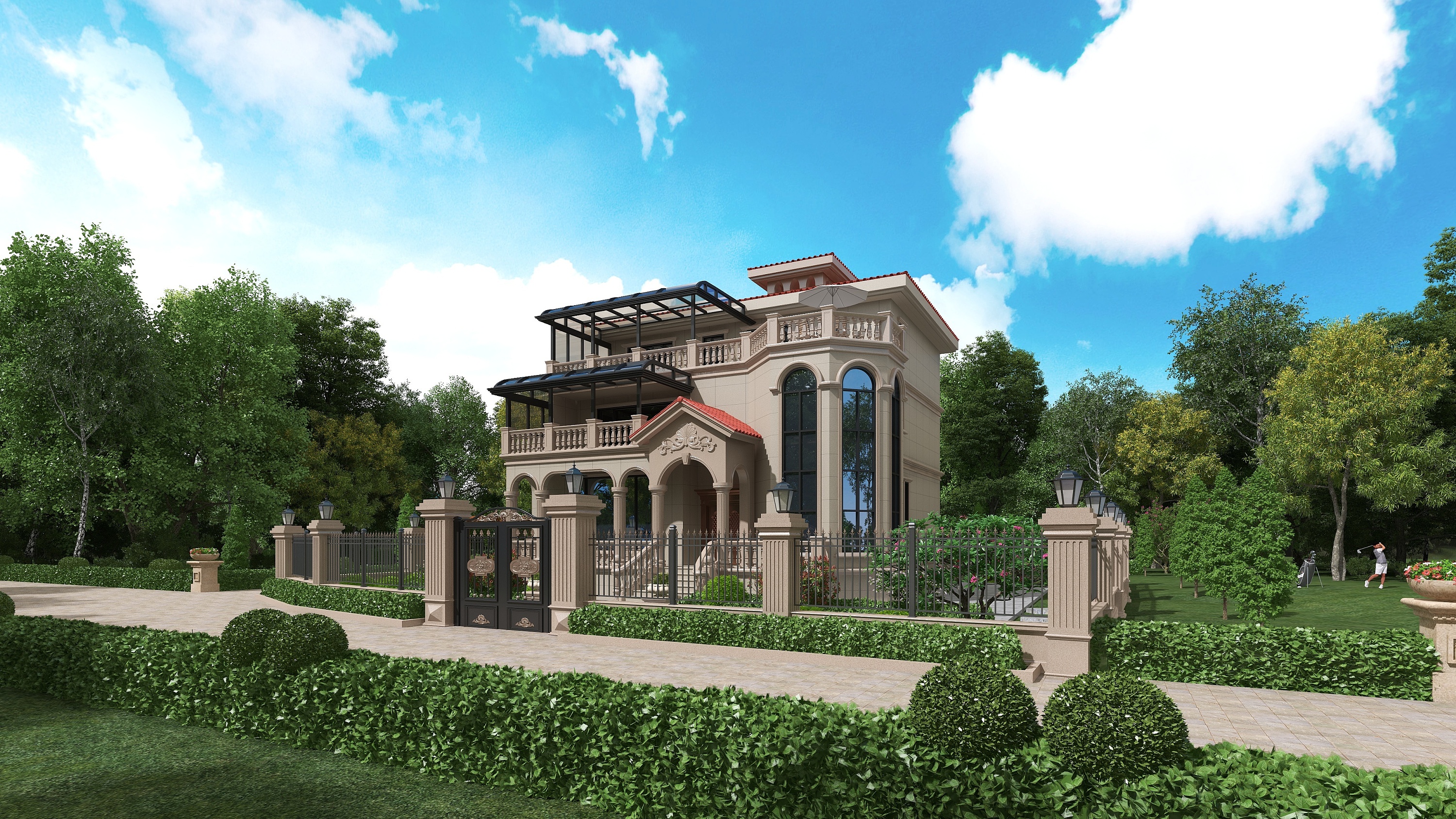 郊区别墅场景渲染