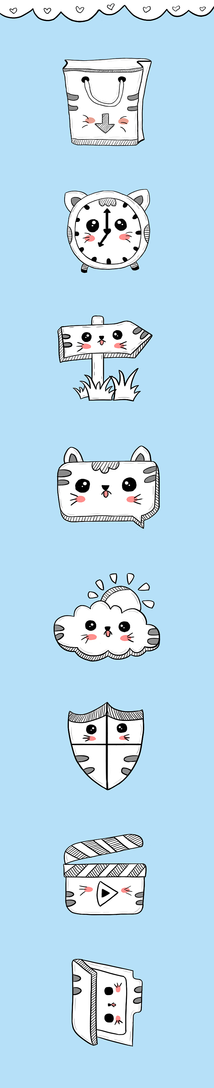 手绘猫咪图标练习（图ZOTkwMDA4NTY=） - 图标 - 站酷设计师木木南南NN原创素材 - 站酷ZCOOL