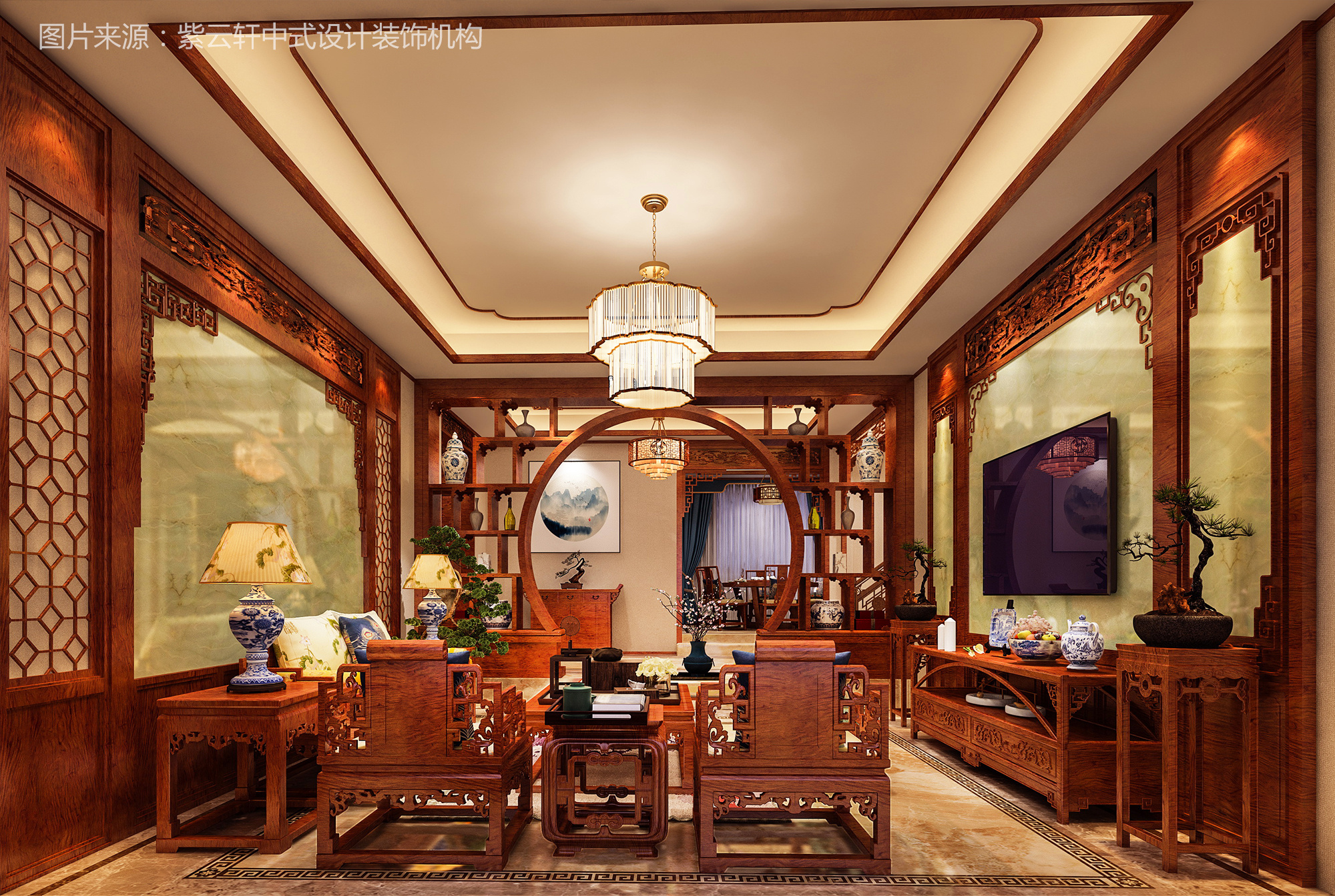 新中式装修效果图_紫云轩中式-站酷zcool