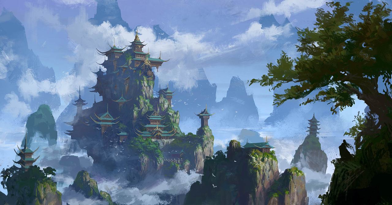 古风概念艺术场景绘画