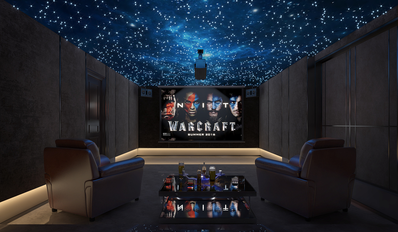 影音室采用高清宽幕，能同时满足多人观看大片，在繁华忙乱的生活中，有这么一处温暖的静谧角落沉淀内心的浮躁与焦虑，在影像中感受世间百态定格一份美好与感动。