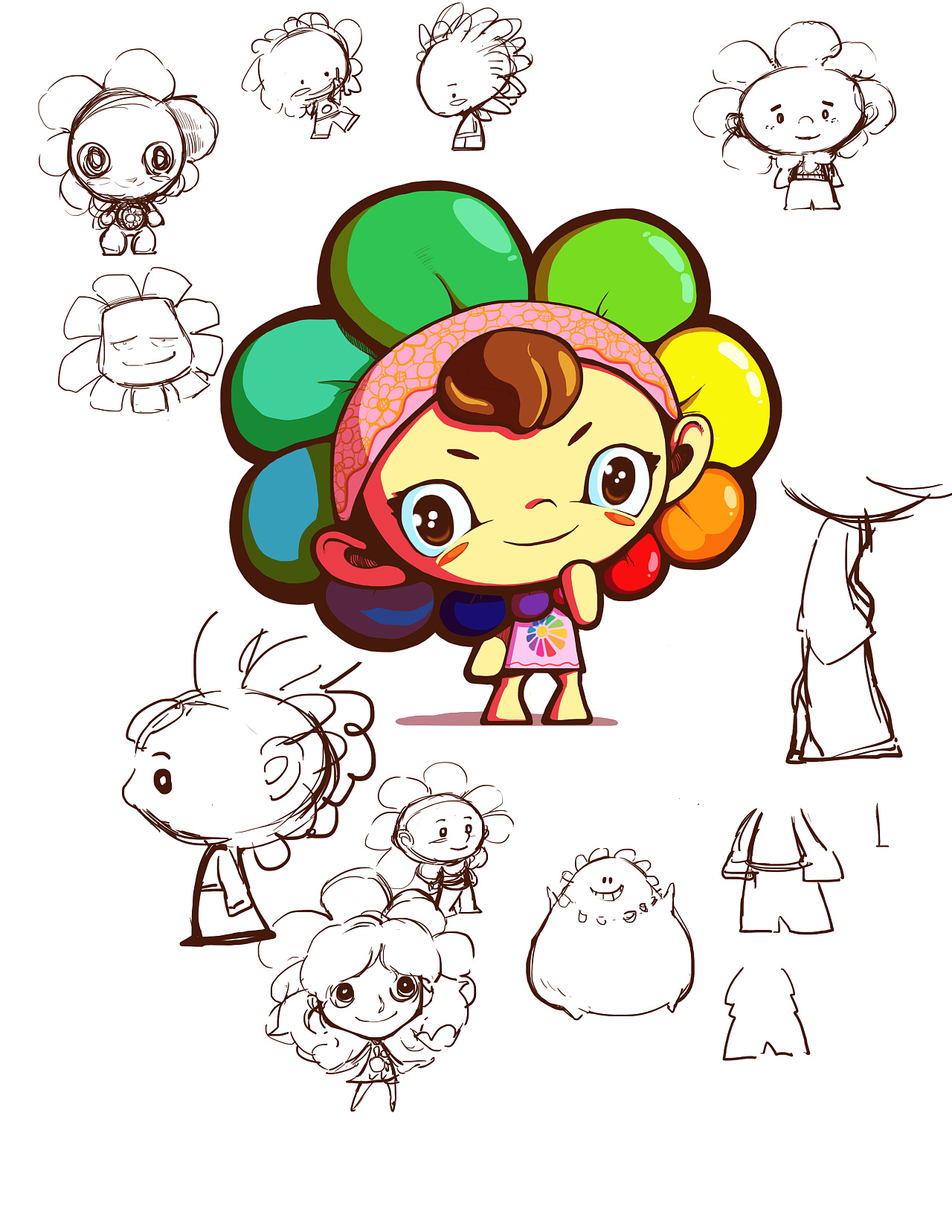 中国教育电视台太阳花艺术团吉祥物设定-葵妞,小正太