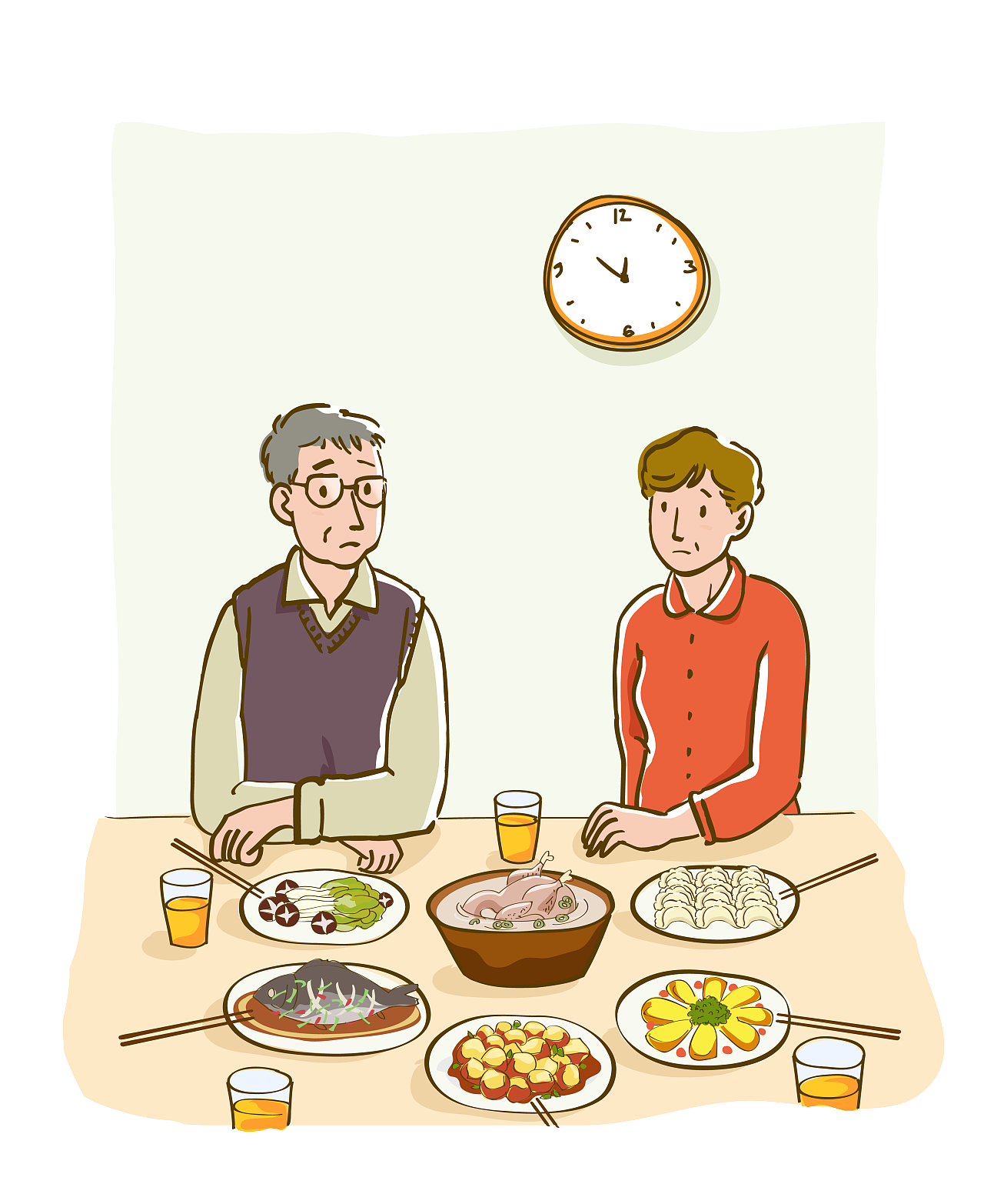 过年回家~多陪陪父母|插画|商业插画|三业真 - 原创作品 - 站酷