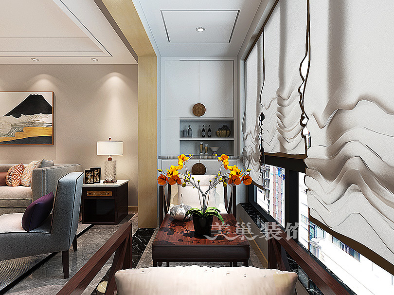 金科城B7(8)户型三室两厅144平方新中式装修设计