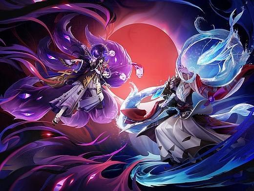 决战平安京-S5赛季海报设计（玉藻前大妖X荒川）
