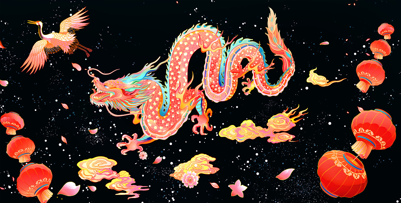 龙笙月舞 - 中秋礼盒插画