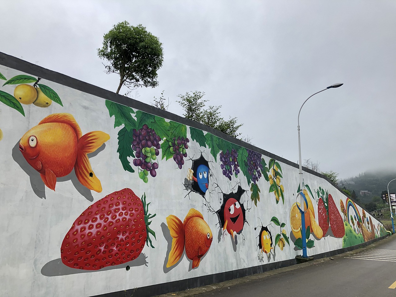 贵阳息烽温泉网红打卡点草莓果园文化手绘墙_壁尚手绘贵州墙绘-站酷