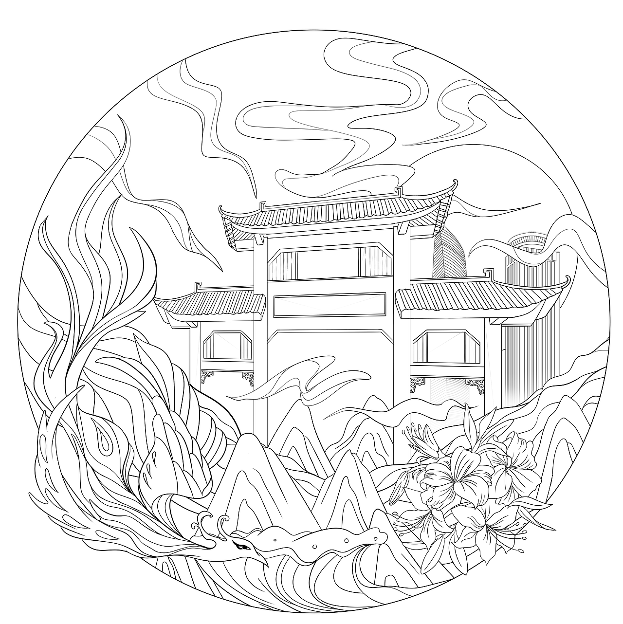 南头古城包装插画
