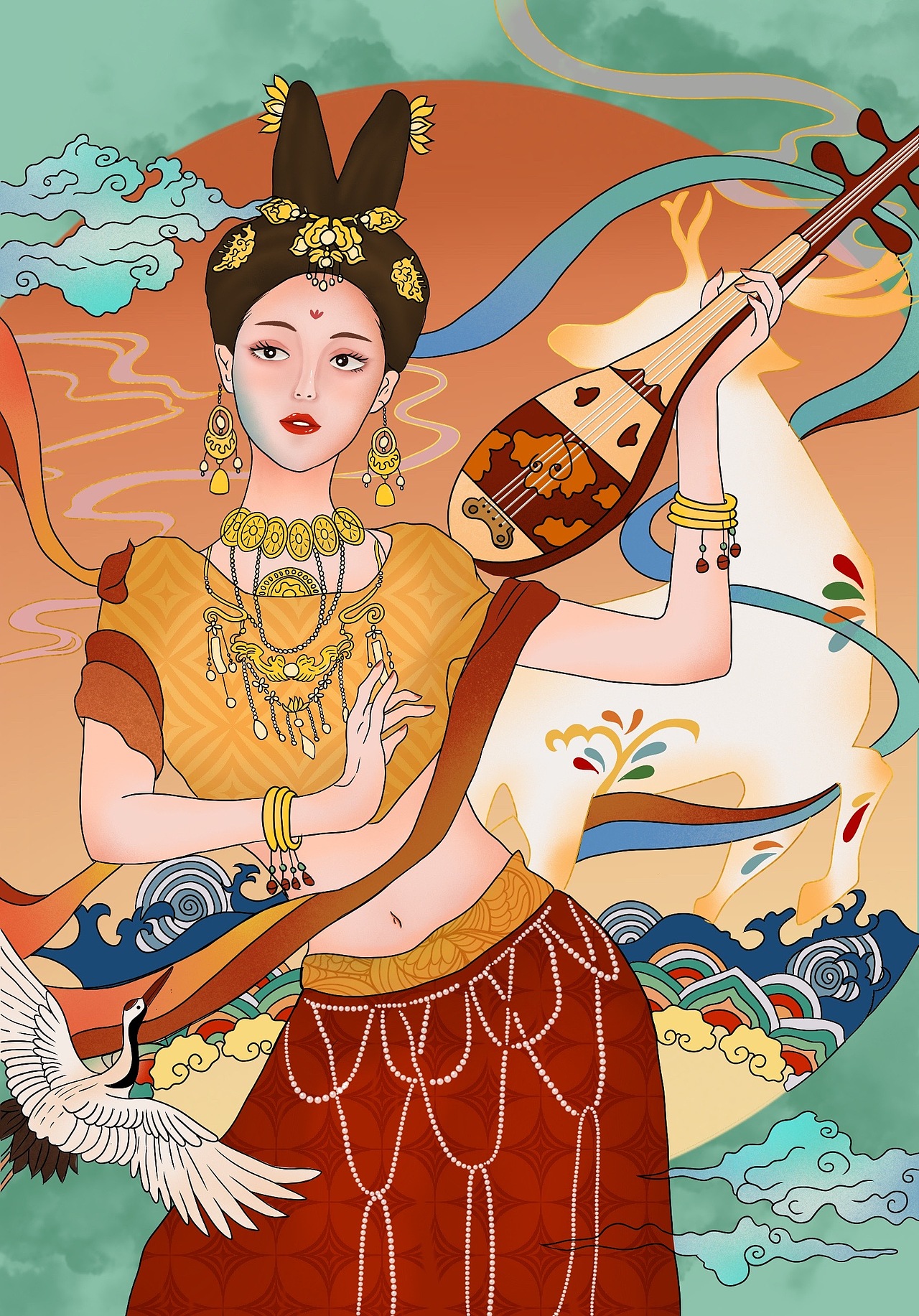 飞天图扁平插画（图ZMjg4NTkxMDk2） - 商业插画 - 站酷设计师美朵花吉原创素材 - 站酷ZCOOL