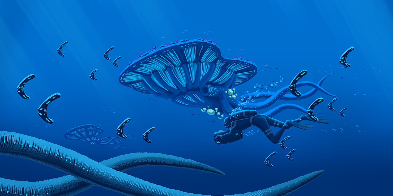 Down in the deep deep blue